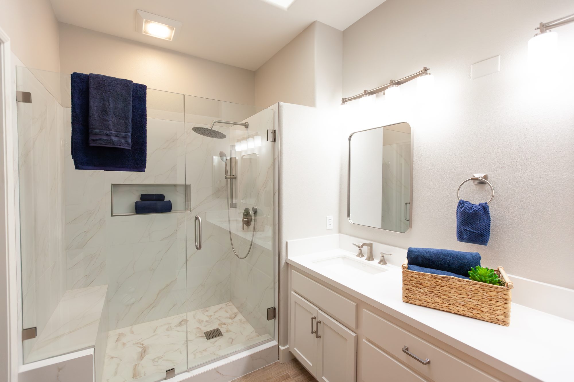 Bathroom with marble shower
